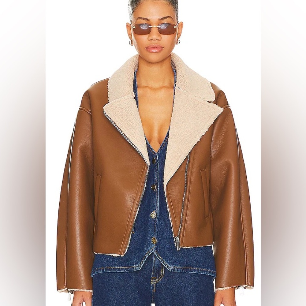 Heartloom Brown Leather Jacket with Cream Shearling